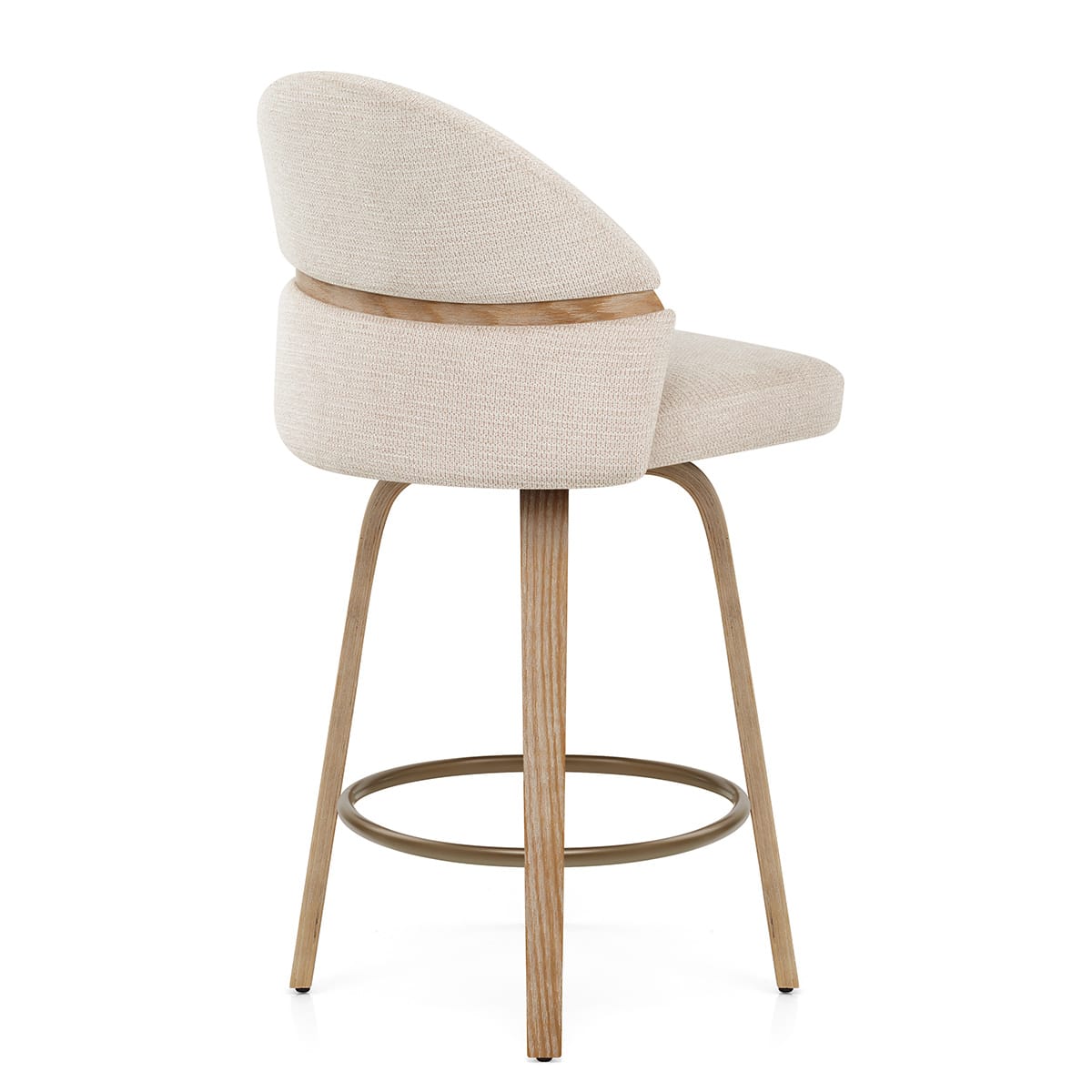 Odessa Oak Bar Stool Beige Fabric