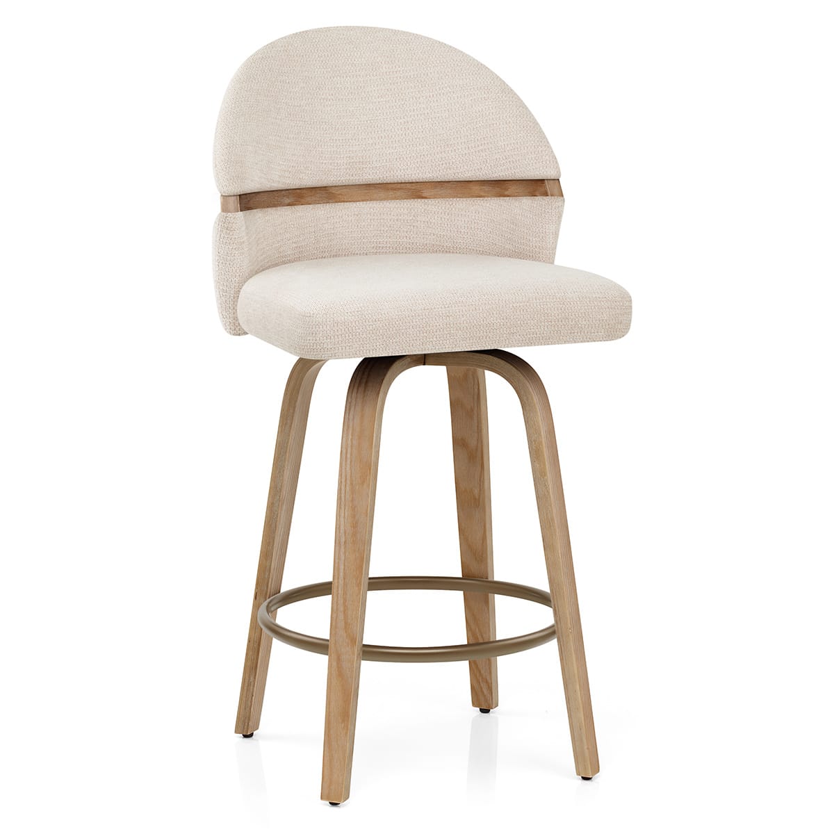 Odessa Oak Bar Stool Beige Fabric
