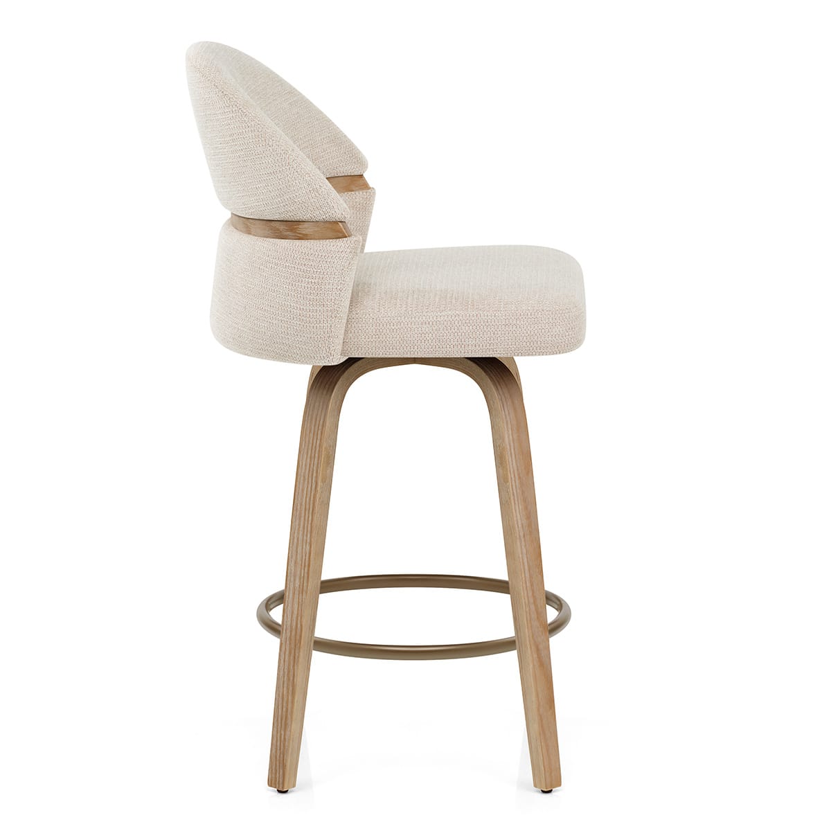 Odessa Oak Bar Stool Beige Fabric