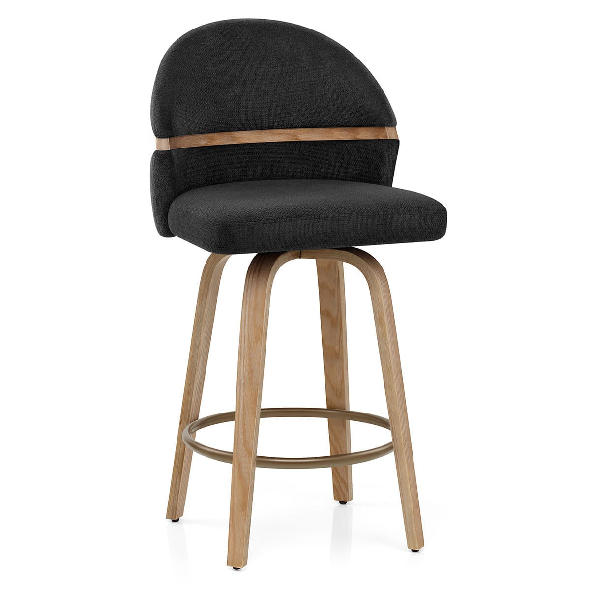 Odessa Oak Bar Stool Black Fabric