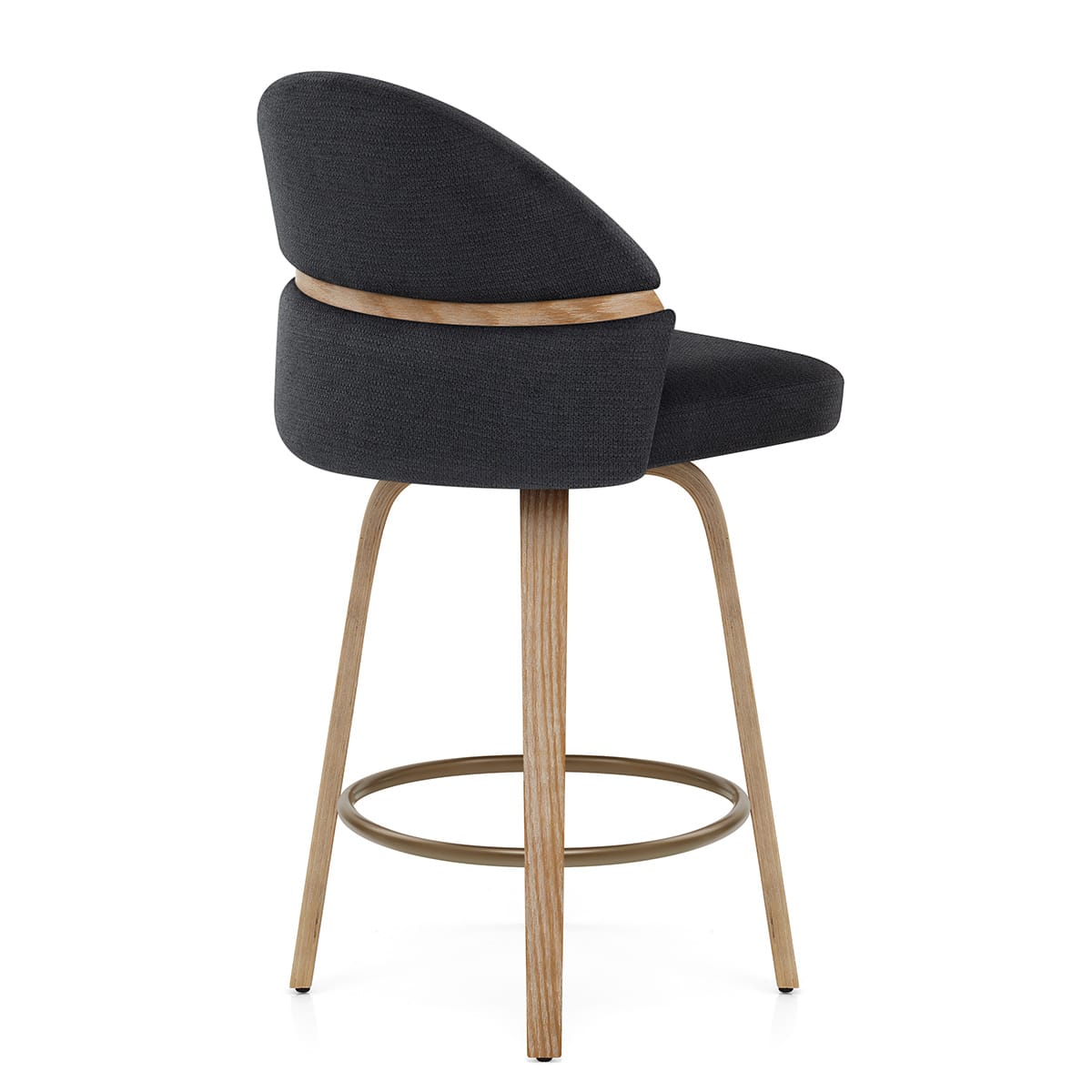 Odessa Oak Bar Stool Black Fabric