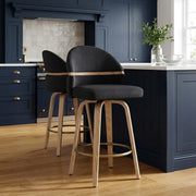 Odessa Oak Bar Stool Black Fabric