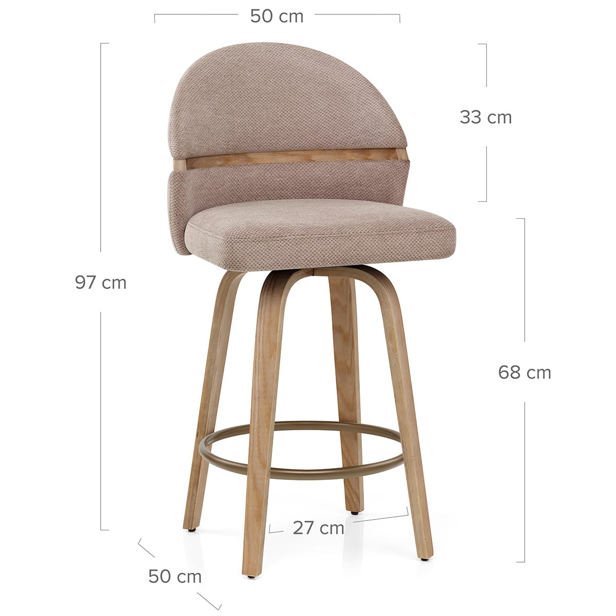 Odessa Oak Bar Stool Brown Fabric