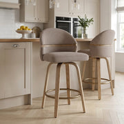 Odessa Oak Bar Stool Brown Fabric