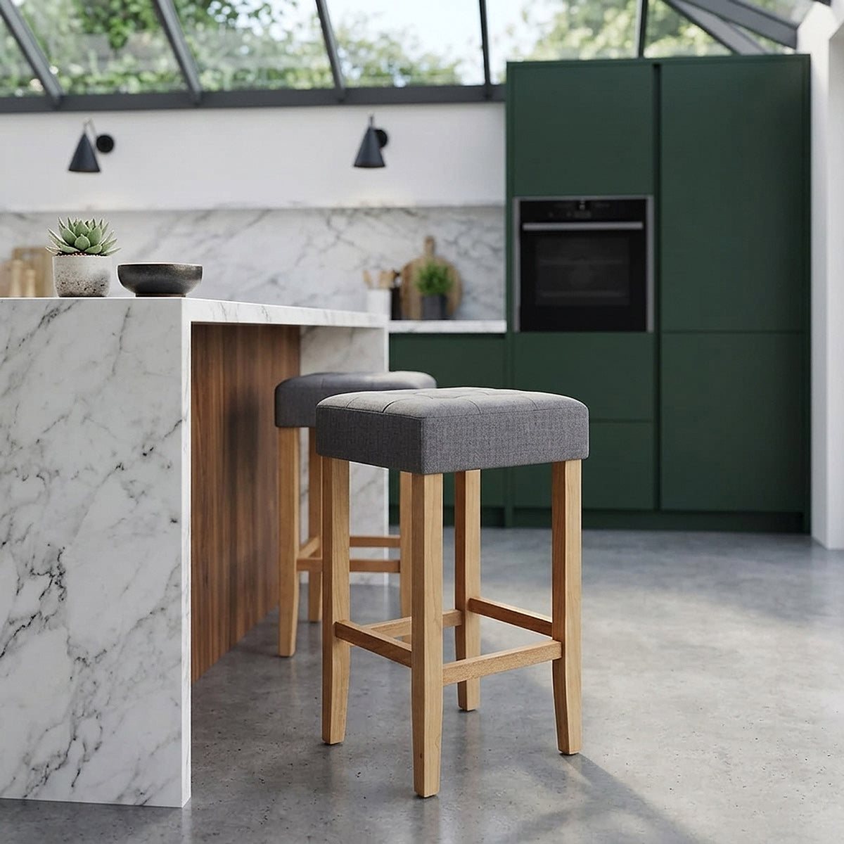 Oliver Oak Stool Charcoal Fabric