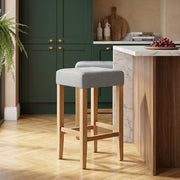 Oliver Oak Stool Grey Fabric