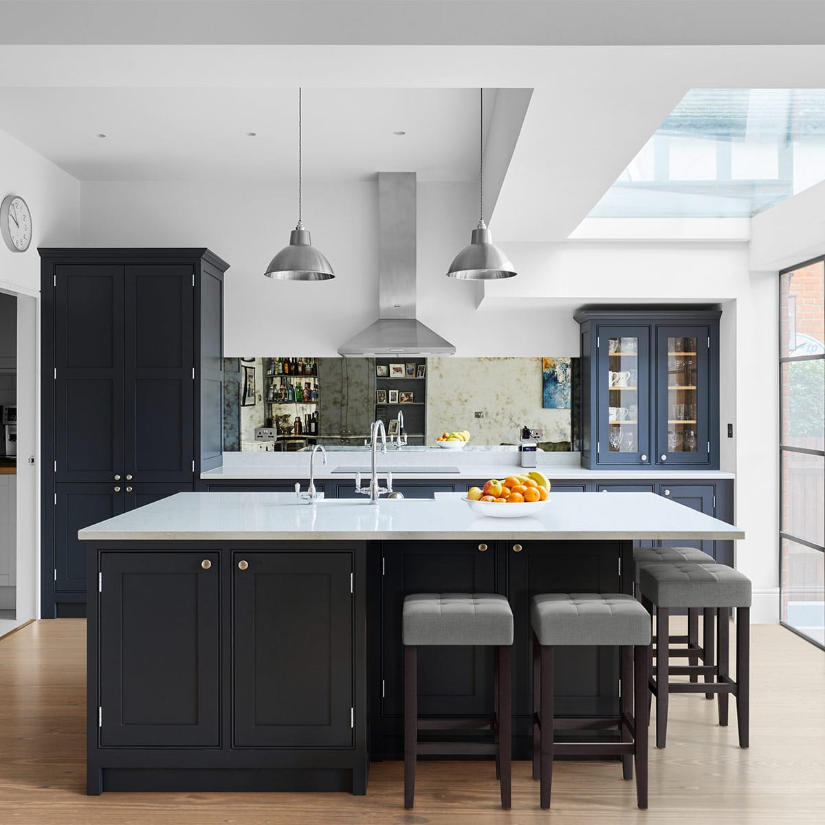 Oliver Wenge Stool Grey Fabric