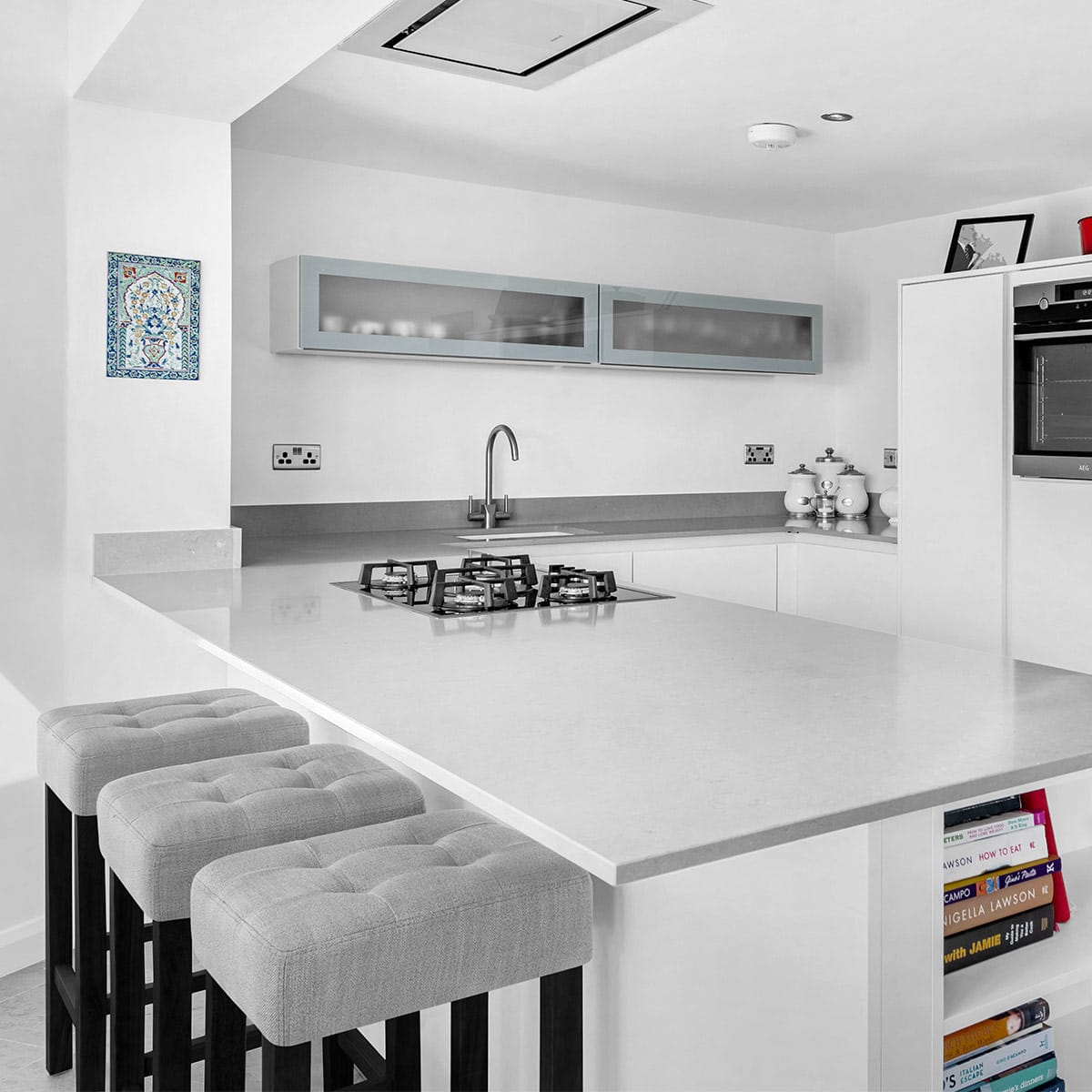 Oliver Wenge Stool Grey Fabric