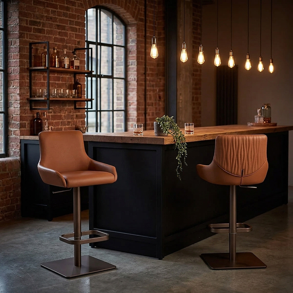 Olivia Bronze Bar Stool Tan