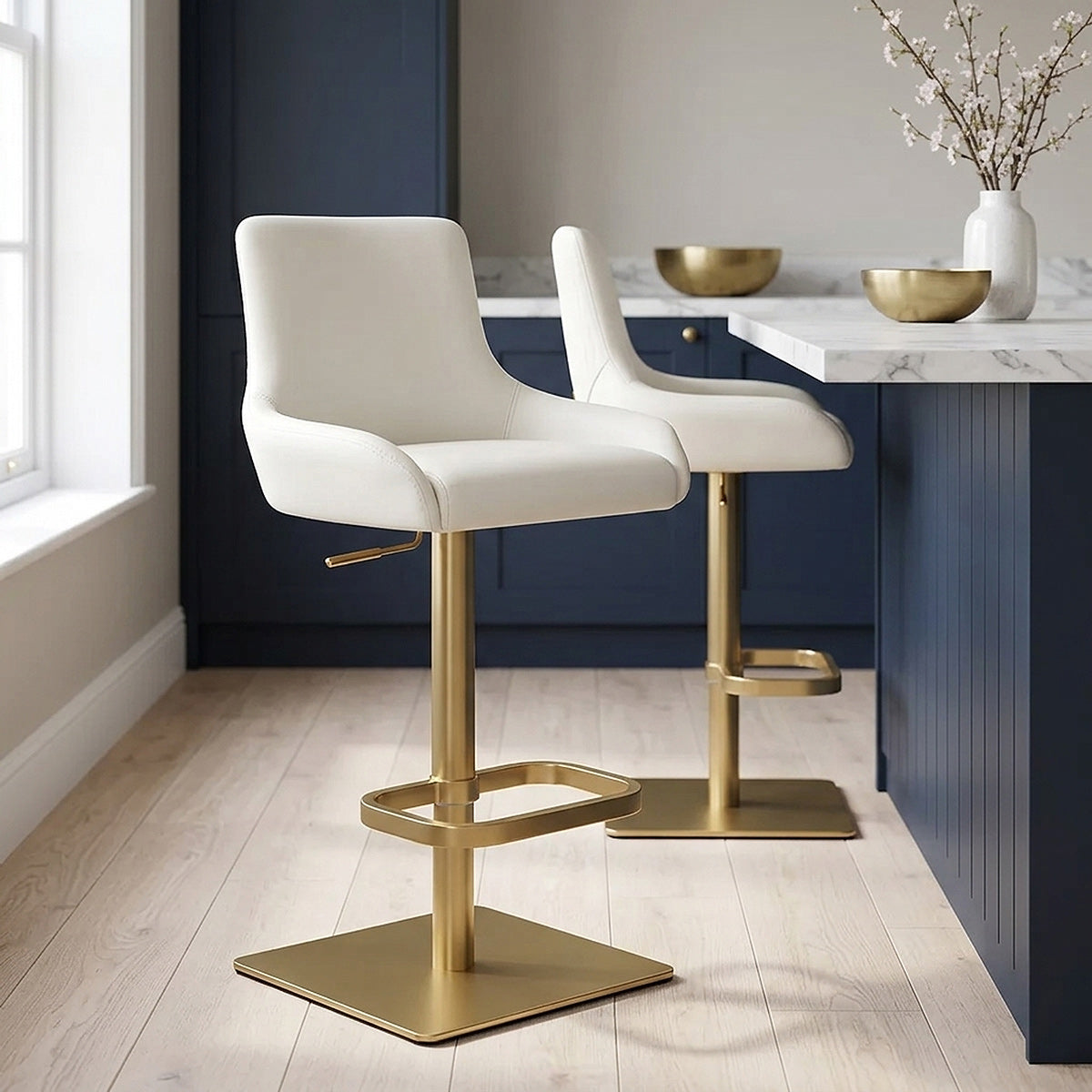 Olivia Gold Bar Stool Ivory
