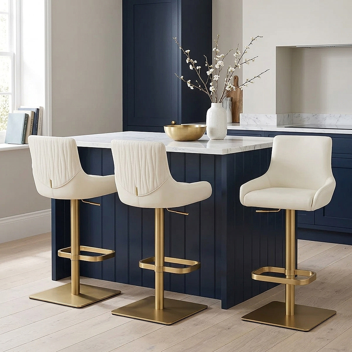 Olivia Gold Bar Stool Ivory