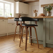 Ontario Walnut Bar Stool Black