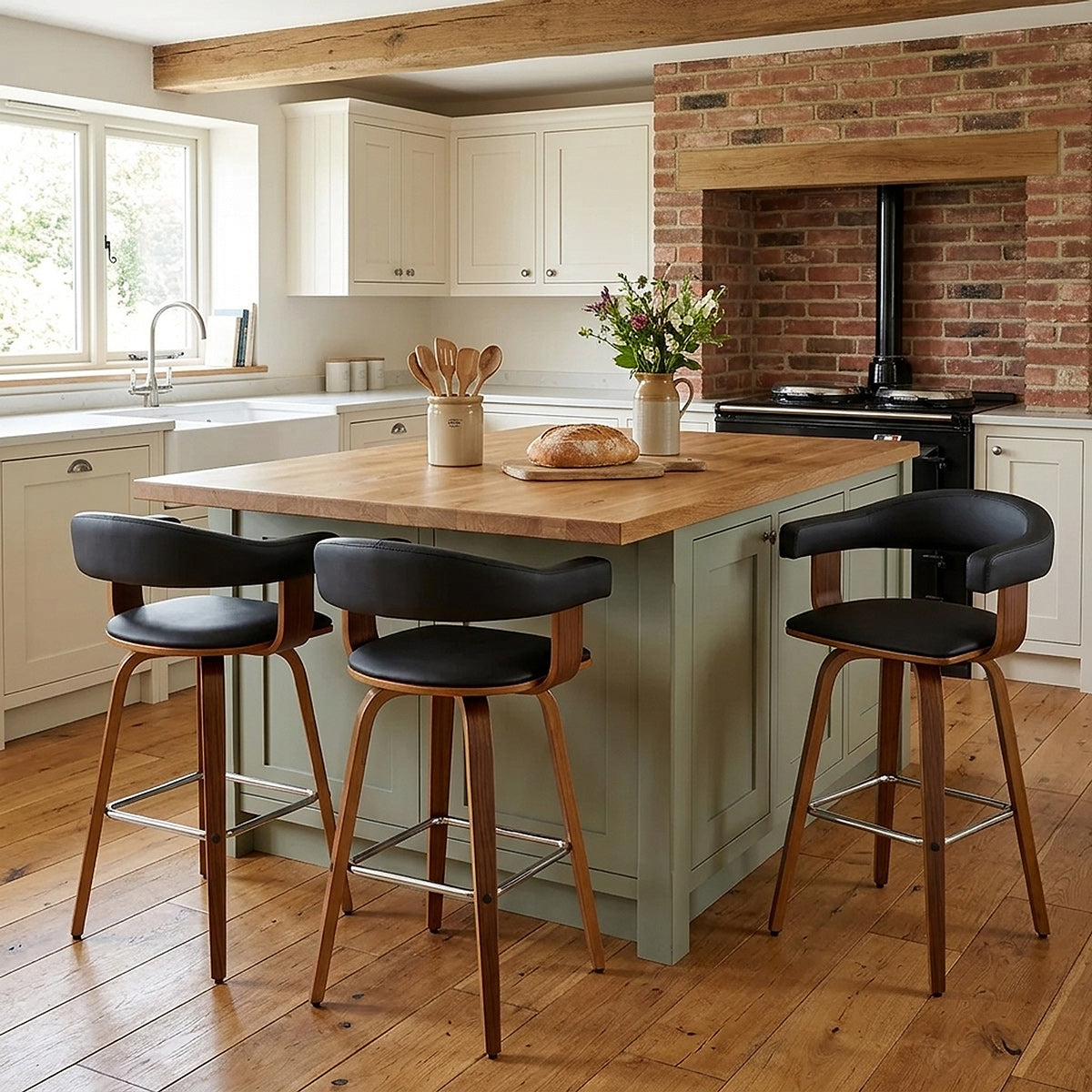 Ontario Walnut Bar Stool Black