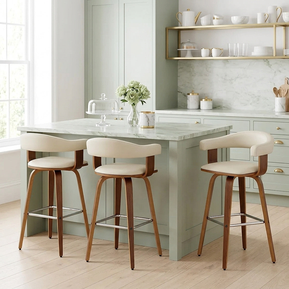 Ontario Walnut Bar Stool Cream
