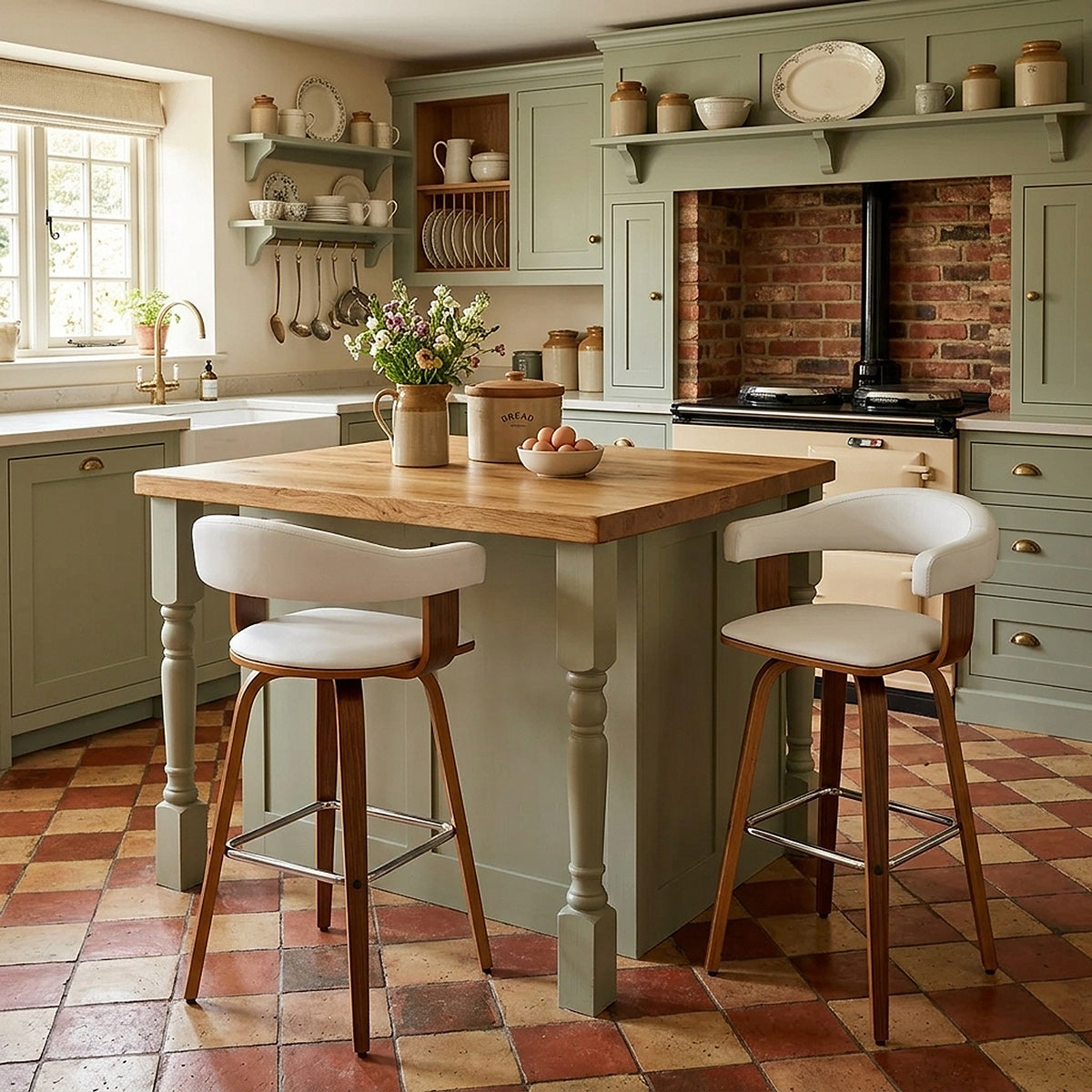 Ontario Walnut Bar Stool White