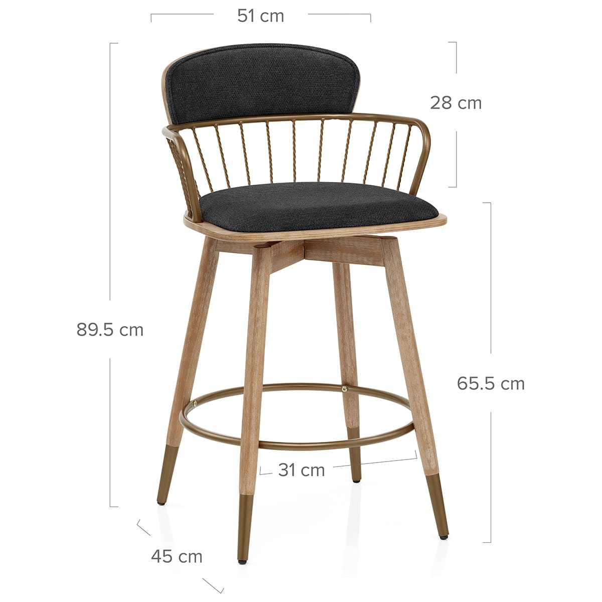 Opera Bar Stool Oak & Black Fabric
