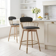 Opera Bar Stool Oak & Black Fabric