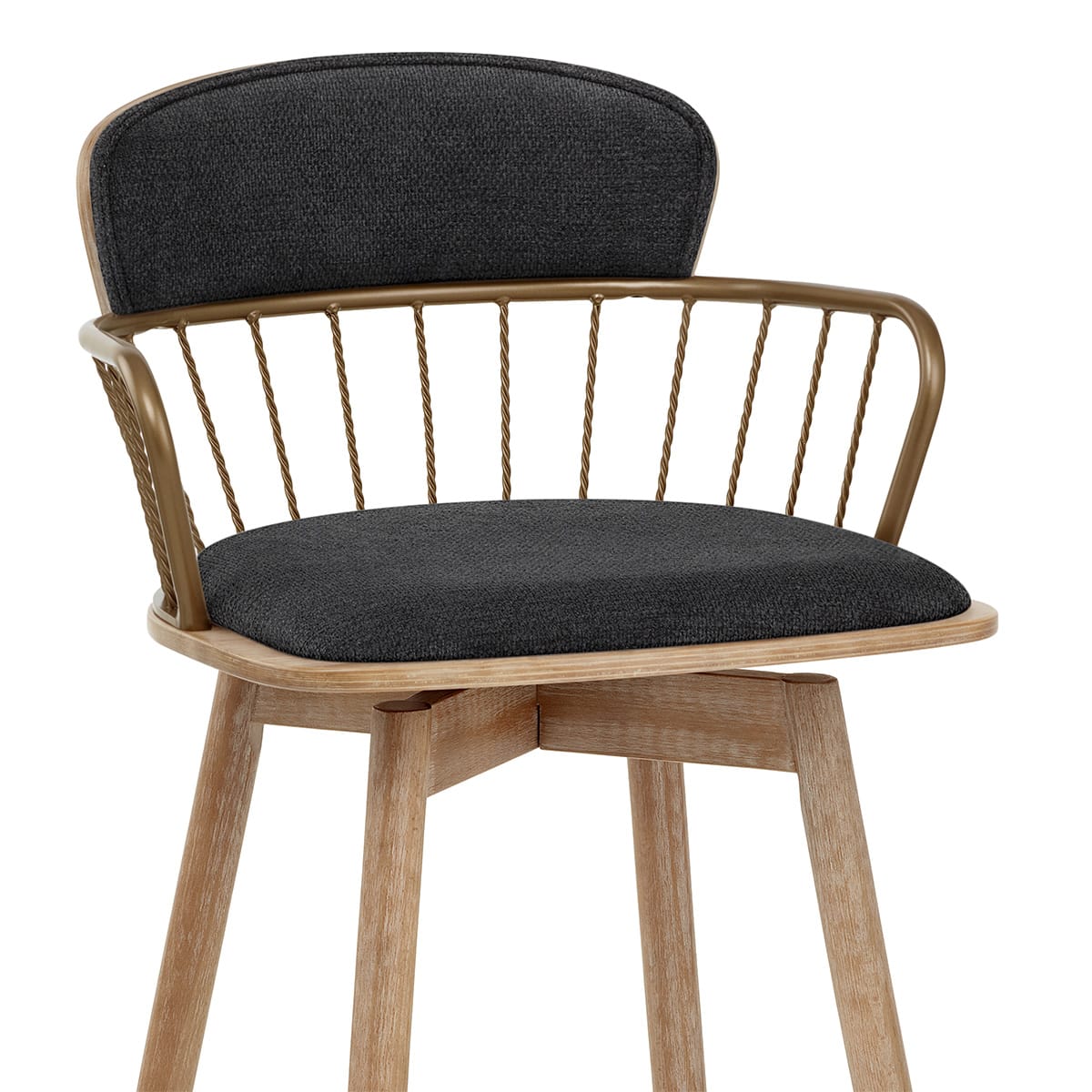 Opera Bar Stool Oak & Black Fabric