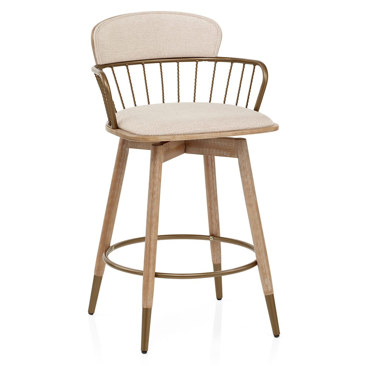 Opera Bar Stool Oak & Beige Fabric