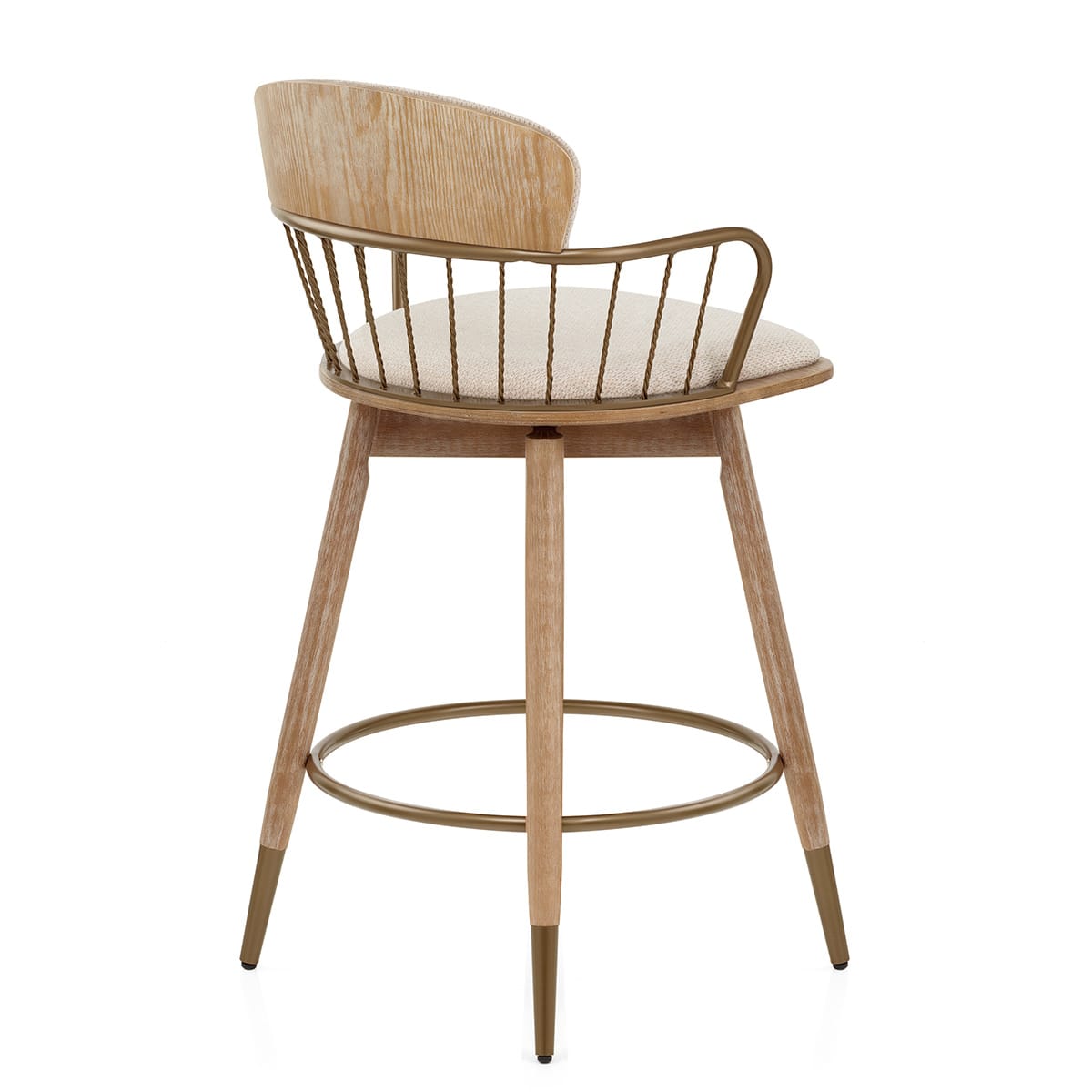Opera Bar Stool Oak & Beige Fabric