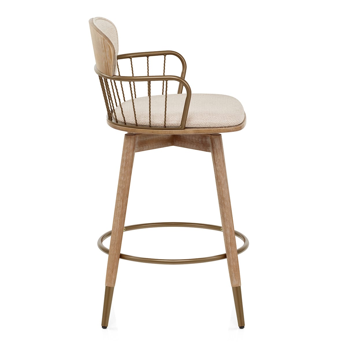 Opera Bar Stool Oak & Beige Fabric