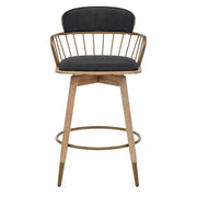 Opera Bar Stool Oak & Black Fabric
