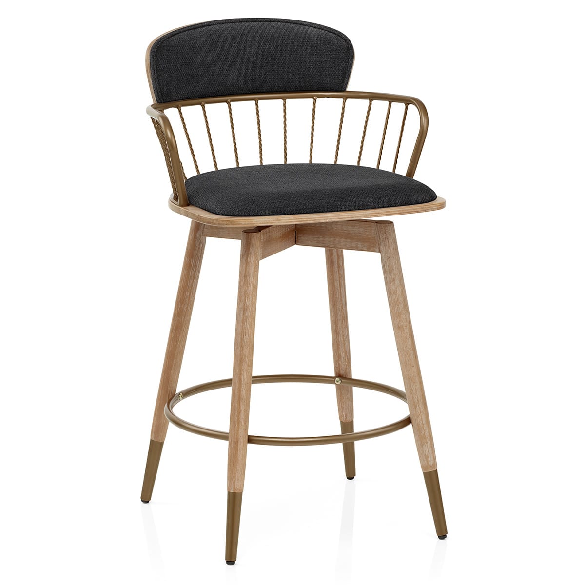 Opera Bar Stool Oak & Black Fabric