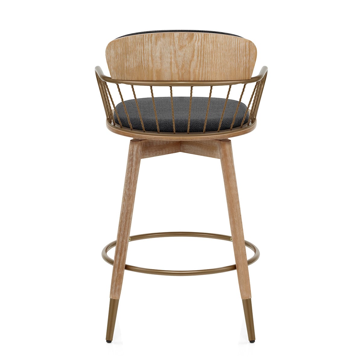 Opera Bar Stool Oak & Black Fabric