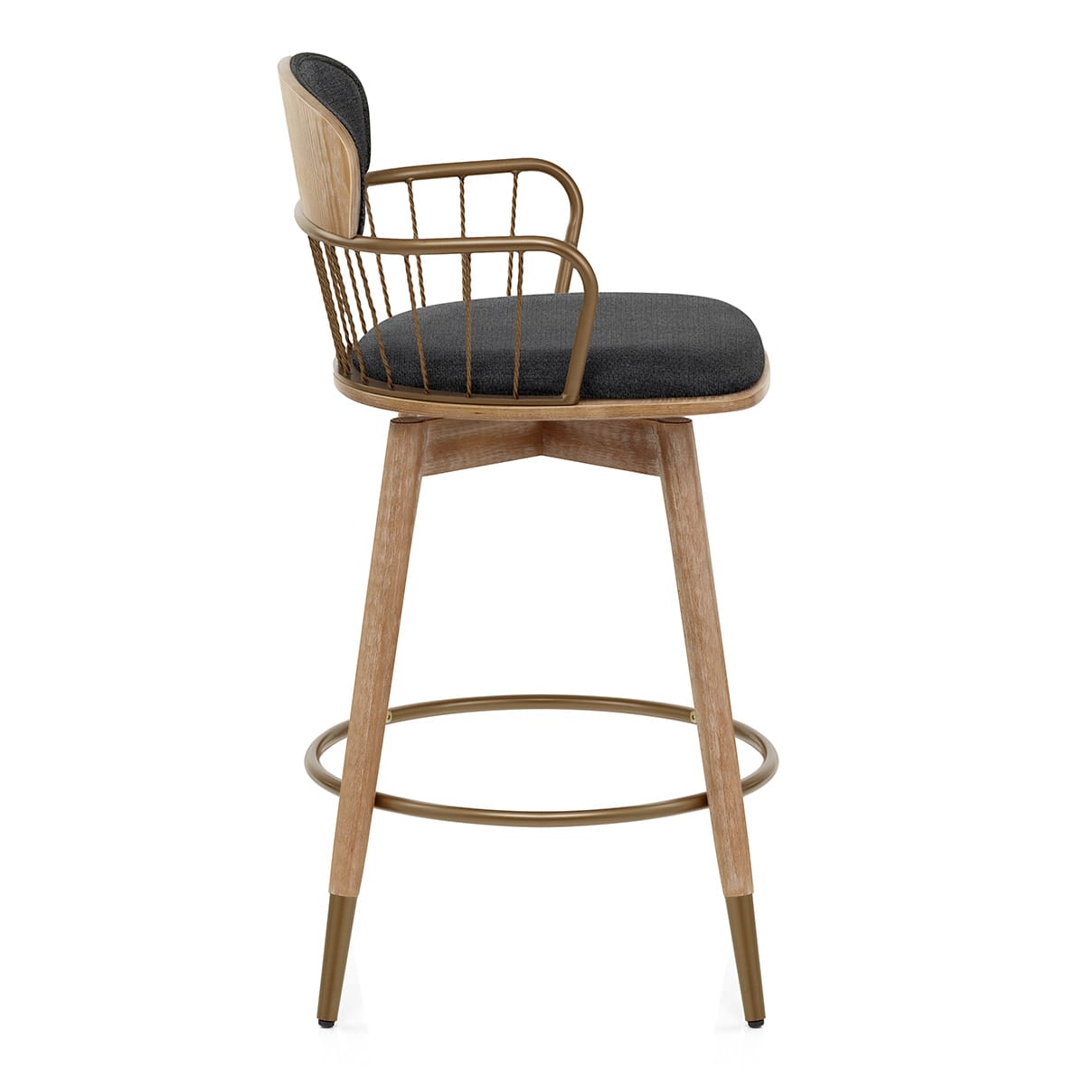 Opera Bar Stool Oak & Black Fabric