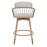 Opera Bar Stool Oak & Grey Fabric
