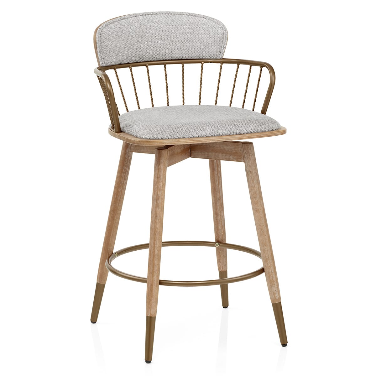 Opera Bar Stool Oak & Grey Fabric