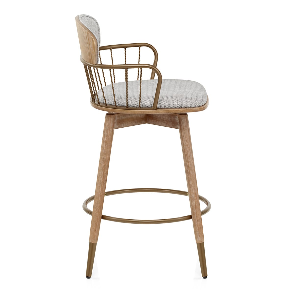 Opera Bar Stool Oak & Grey Fabric
