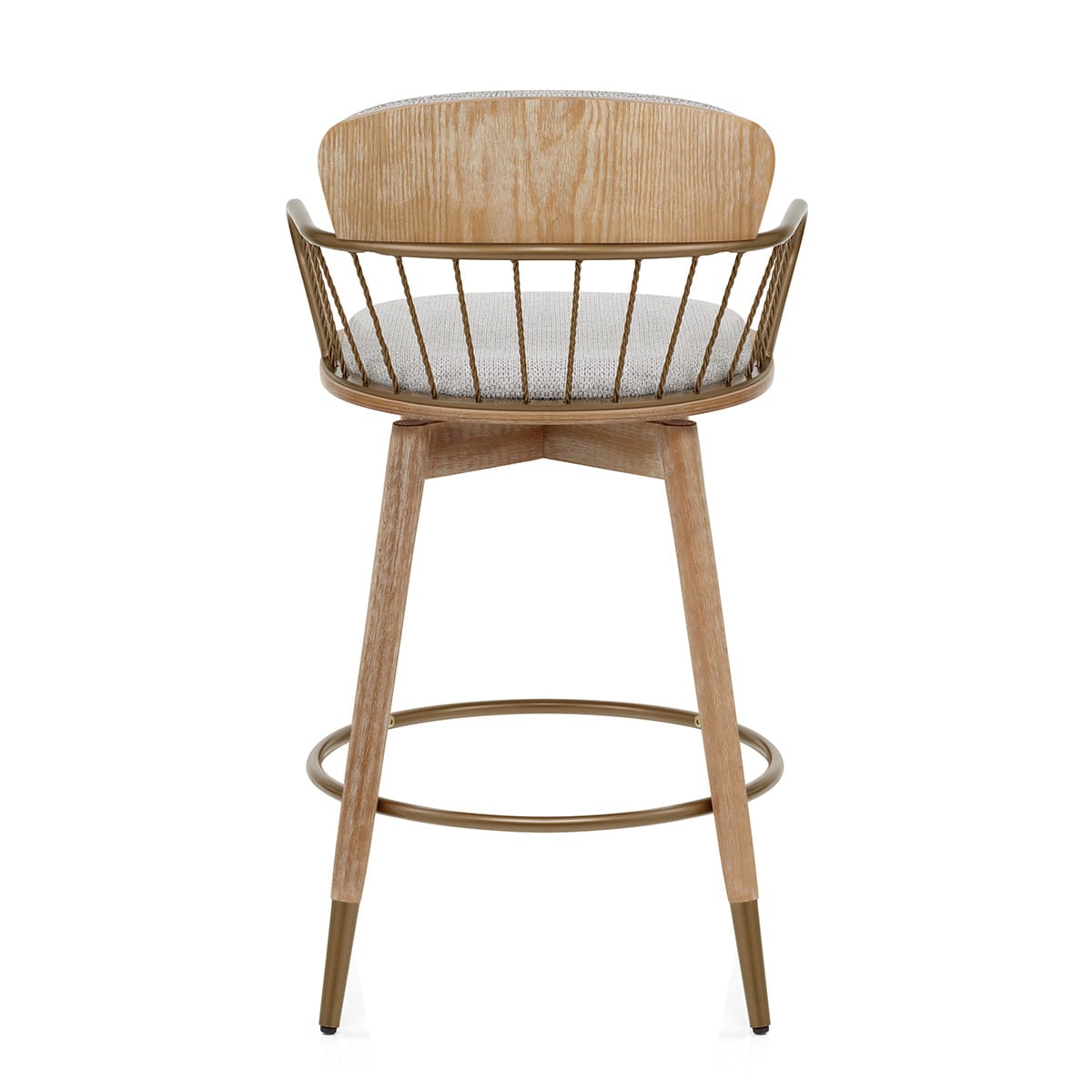 Opera Bar Stool Oak & Grey Fabric