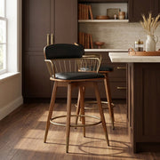 Opera Bar Stool Walnut & Black