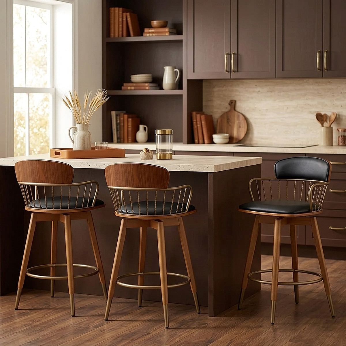 Opera Bar Stool Walnut & Black