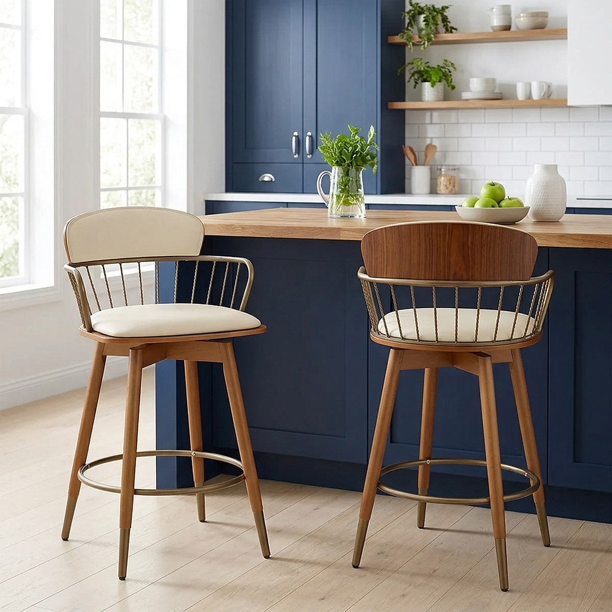 Opera Bar Stool Walnut & Cream