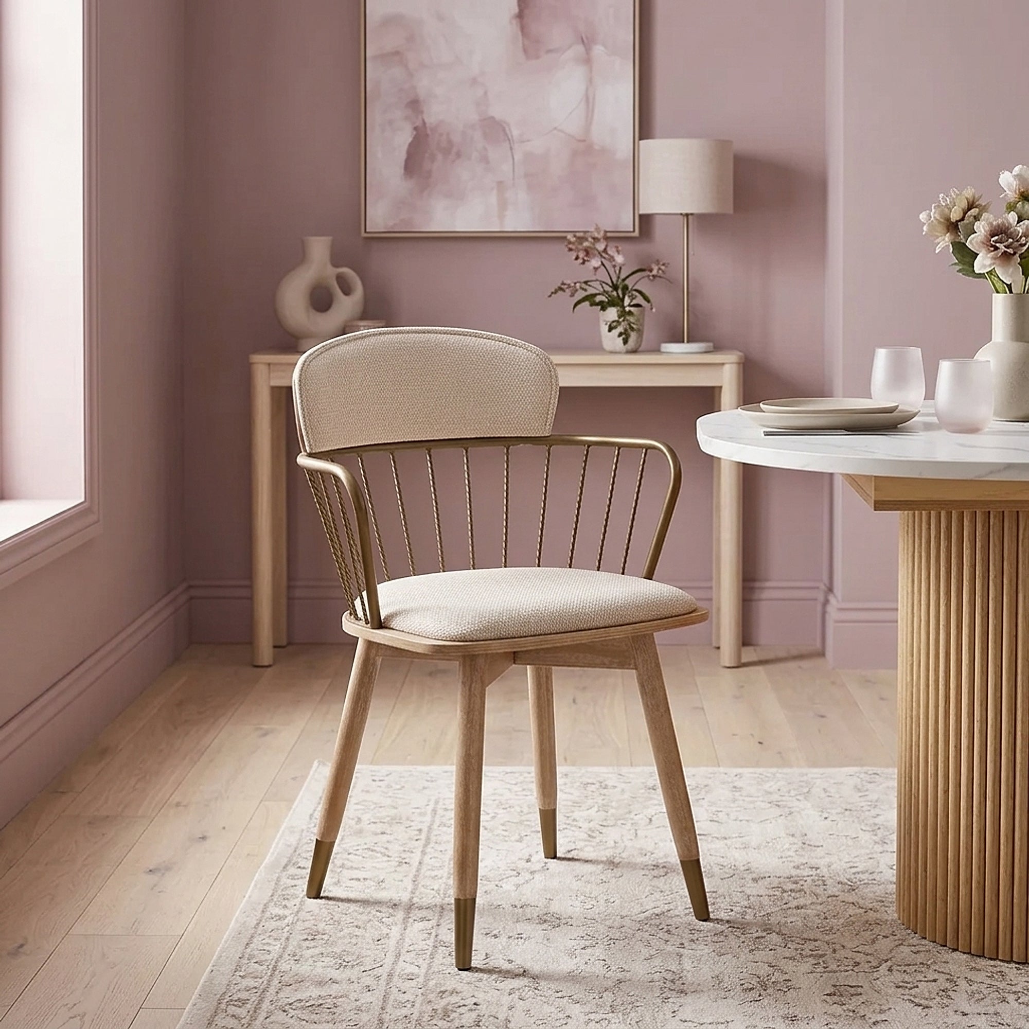 Opera Chair Oak & Beige Fabric