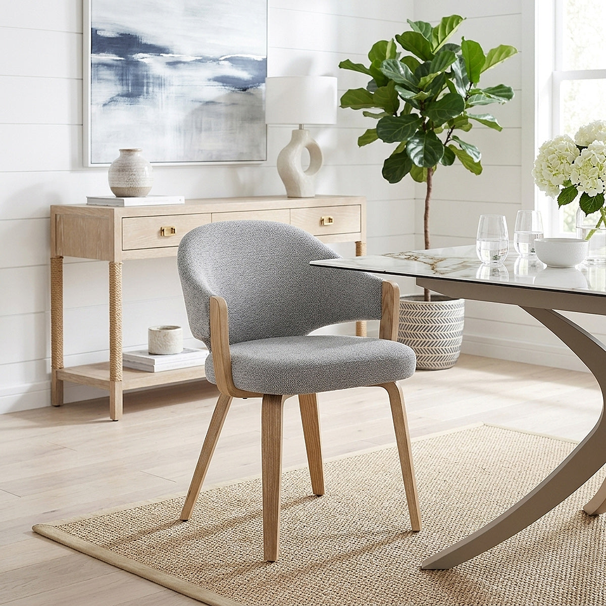 Otto Chair Oak & Grey Fabric