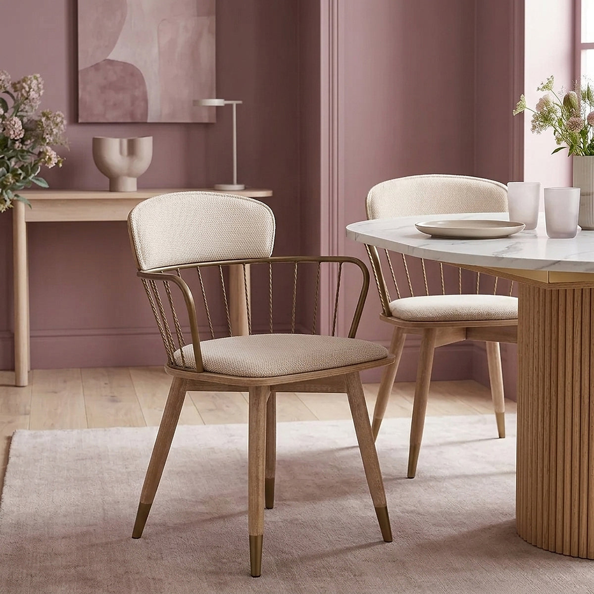 Opera Chair Oak & Beige Fabric