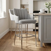 Orion Bar Stool Grey Fabric