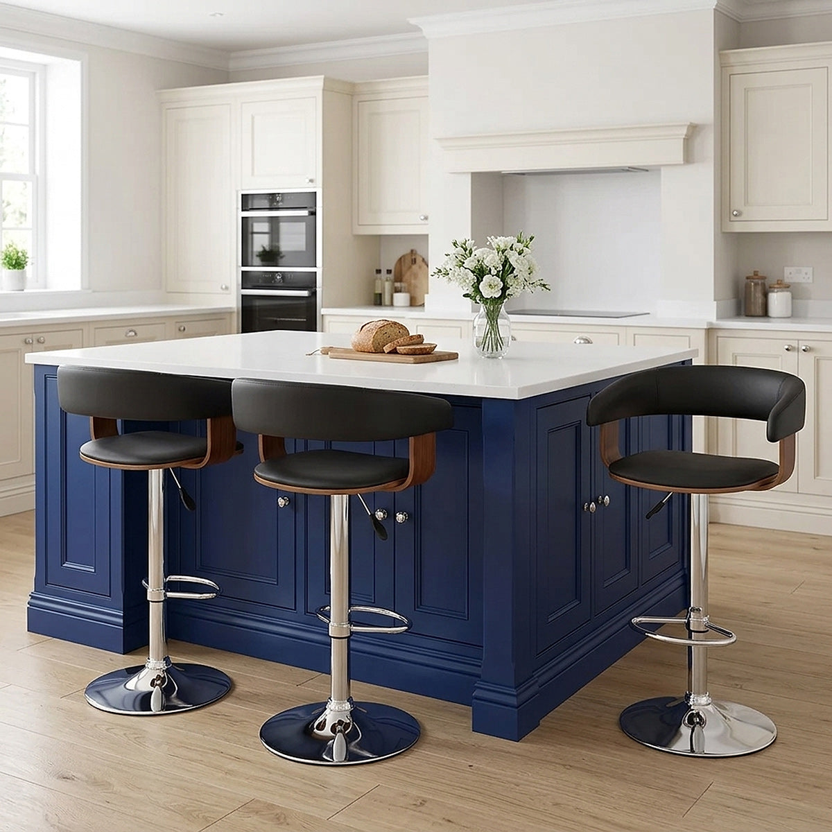 Orlando Bar Stool Black & Walnut
