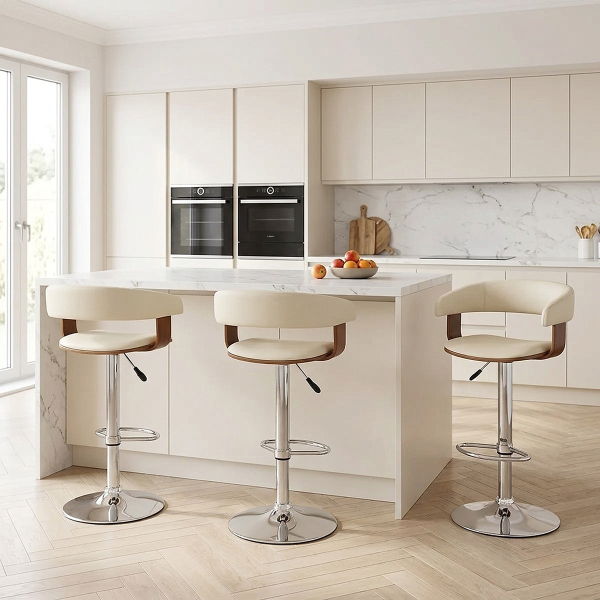 Orlando Bar Stool Cream & Walnut