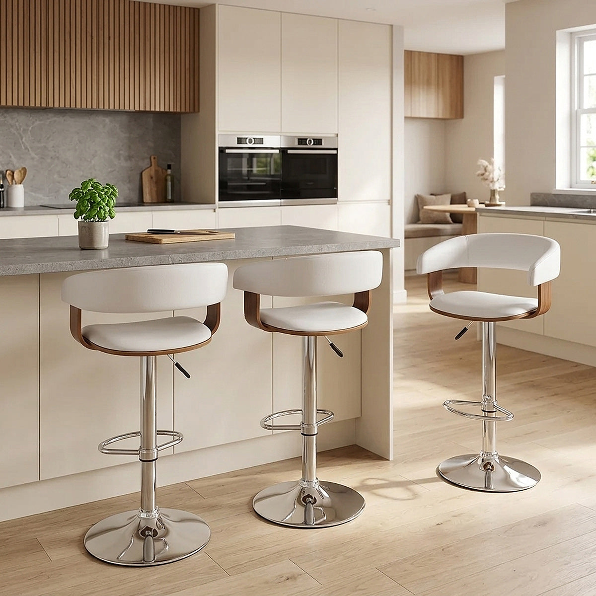 Orlando Bar Stool White & Walnut