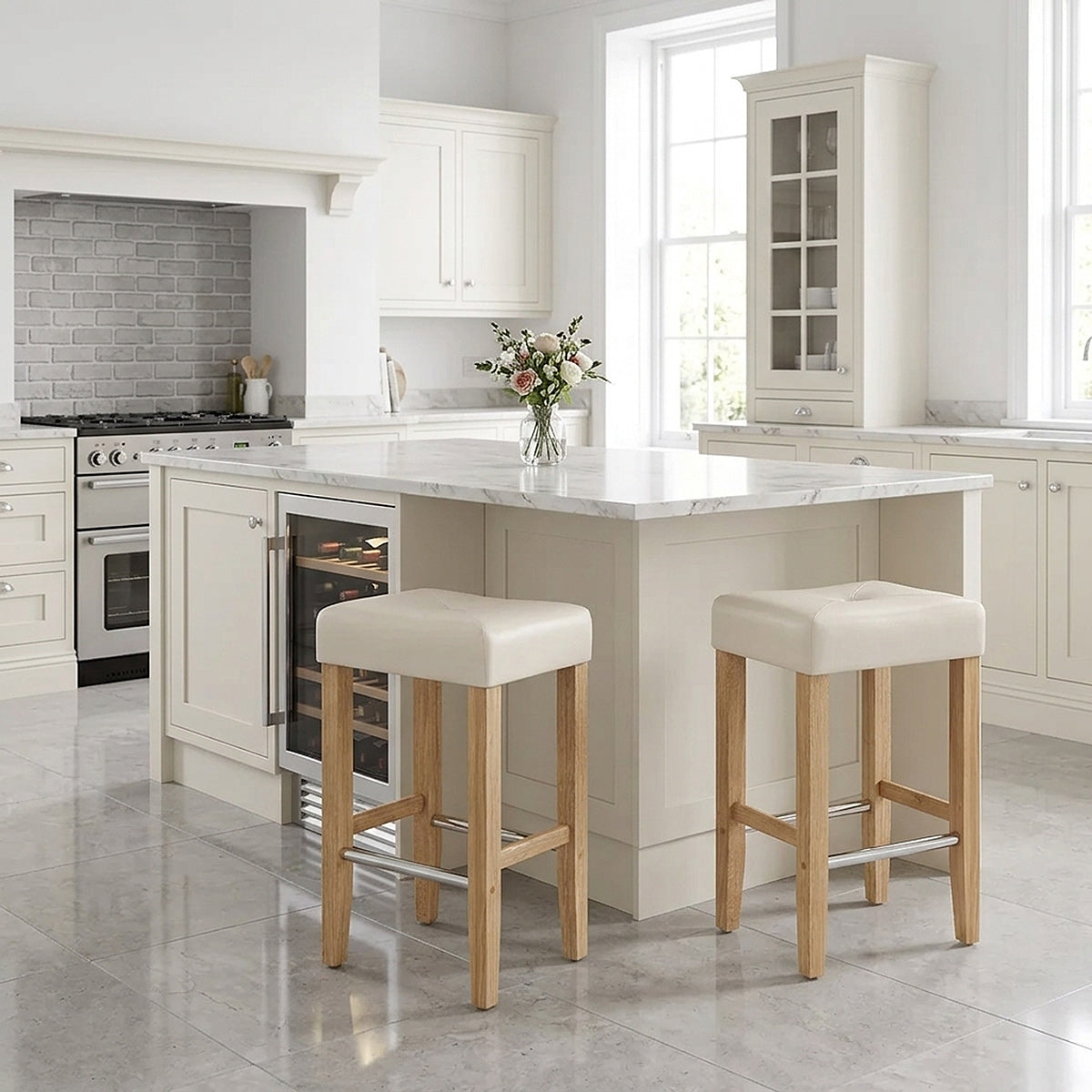 Otis Oak Bar Stool Cream