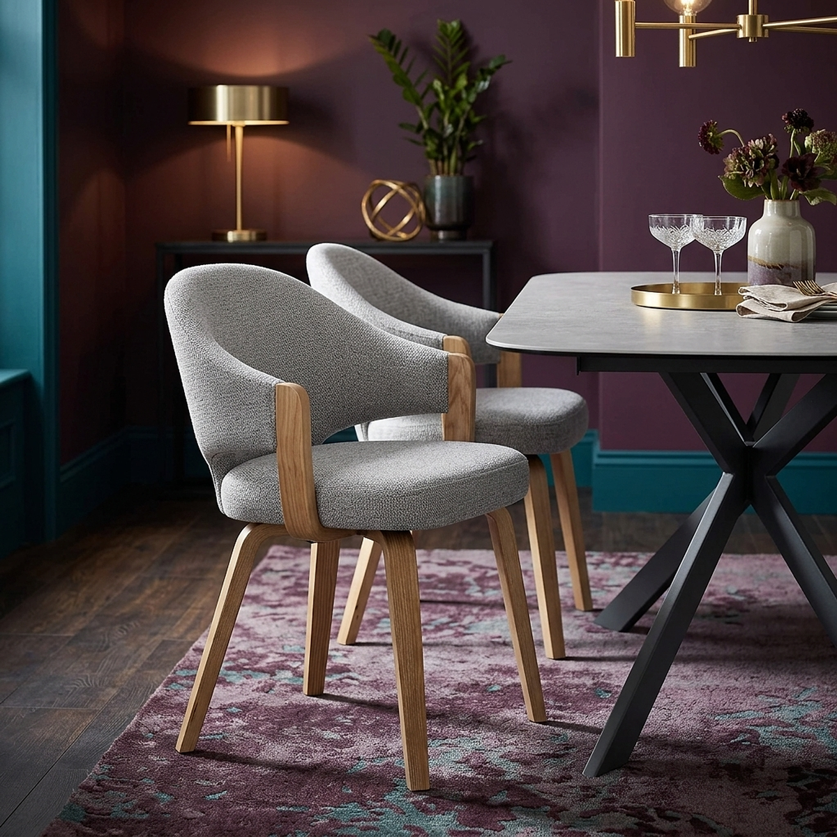Otto Chair Oak & Grey Fabric