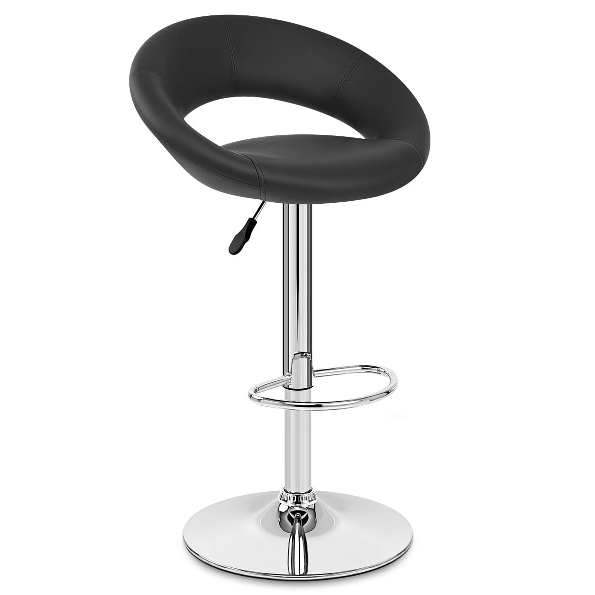 Padded Crescent Bar Stool Black
