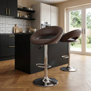 Padded Crescent Bar Stool Brown