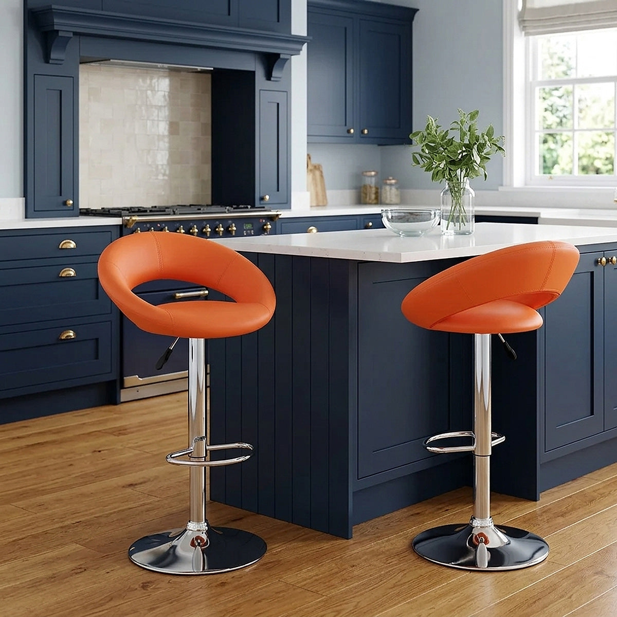 Padded Crescent Bar Stool Orange