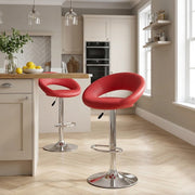 Padded Crescent Bar Stool Red