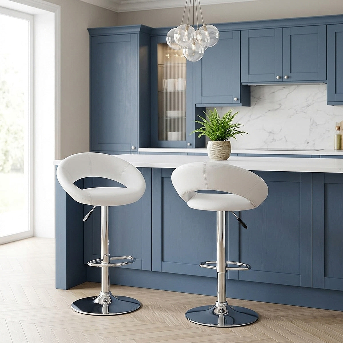 Padded Crescent Bar Stool White